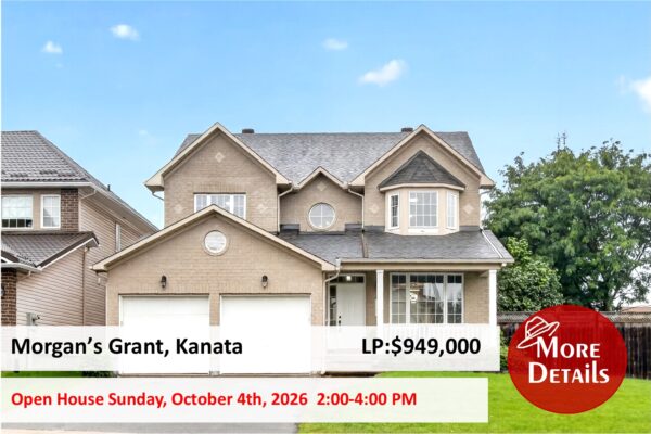 1141 Klondike Road, Morgan's Grant, Kanata - Open House, Sunday, October 4th - 2 to 4 pm
