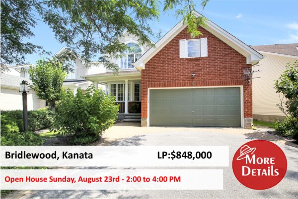 12 Mattawa Crescent, Bridlewood, Kanata - open house sunday August 23 - 2 to 4 pm