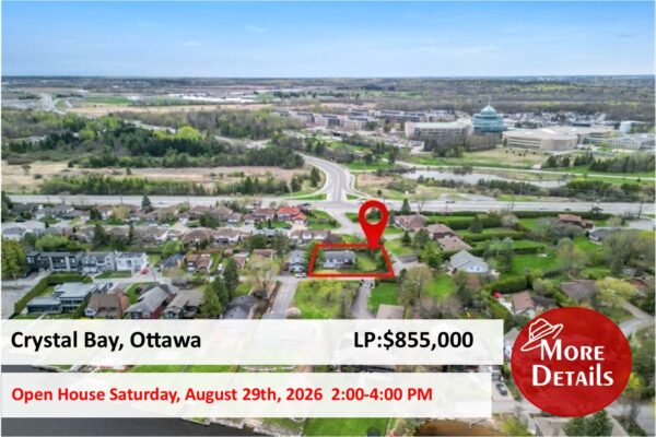 Open House - August 29 - 2 to 4 pm - 136 James Cummings Avenue, Crystal Bay, Ottawa