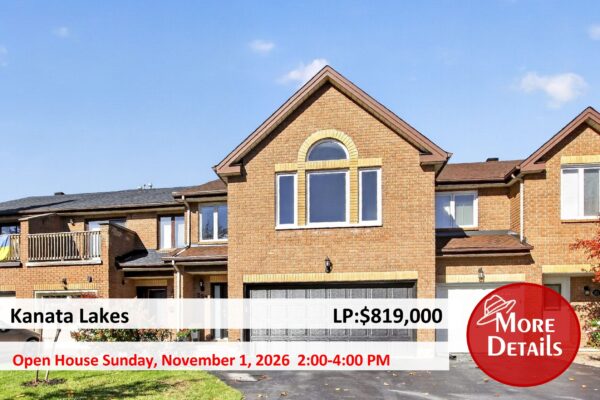 Open House - Sunday, Nov. 1st, 2026 - 2 to 4 pm - 253 Knudson Drive, Kanata Lakes